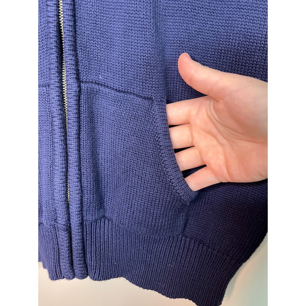 Ralph Lauren Navy Blue Minimalist Old Money Quiet Luxury Hooded Sweater Jacket L - Picture 5 of 5